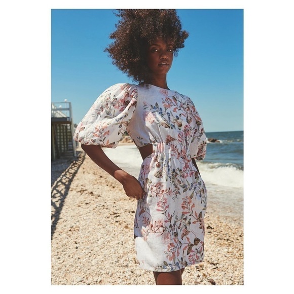 Cara Cara Dresses & Skirts - Cara Cara Bonnie Floral Puff Sleeve Cutout Mini Dress Size 8